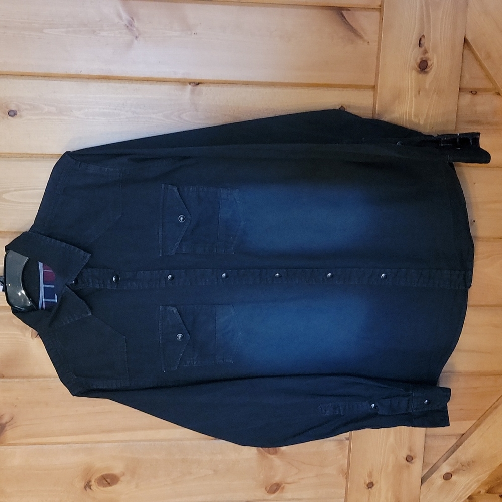 Mens sz Small Long sleeve Button Down Collared 2 tone color ⚫️  Black